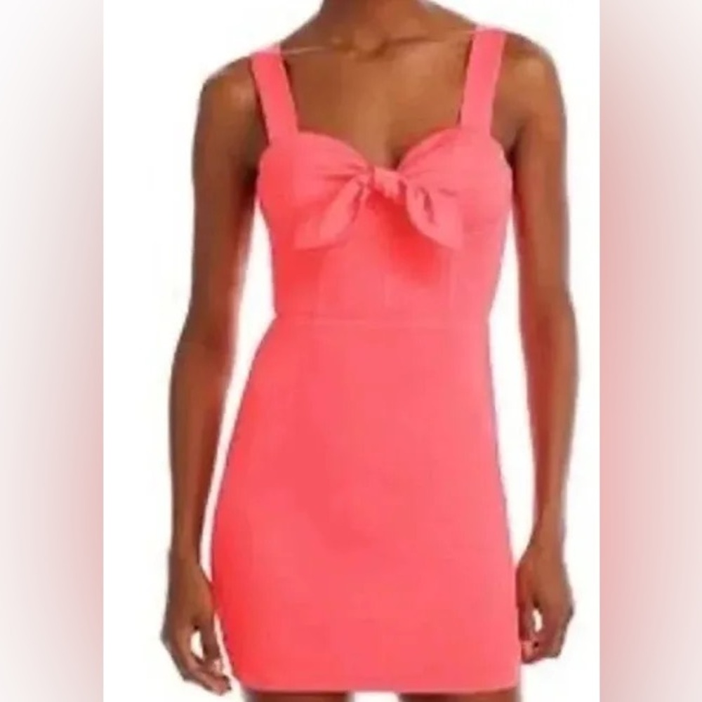 FORE Coral Mini Dress with Bow Detail